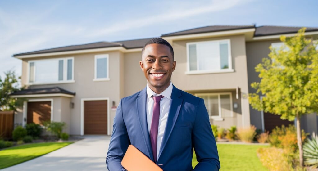 medium shot man working as real estate agent